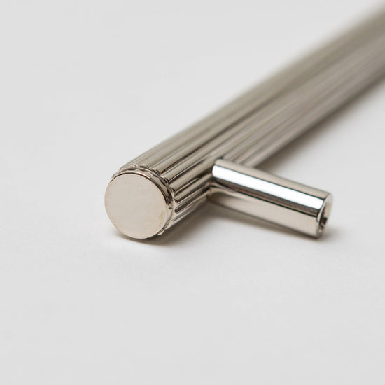 Solid Brass Straight Knurled Kitchen Pull Handles & Knobs - Polished Nickel Finish - Brass bee