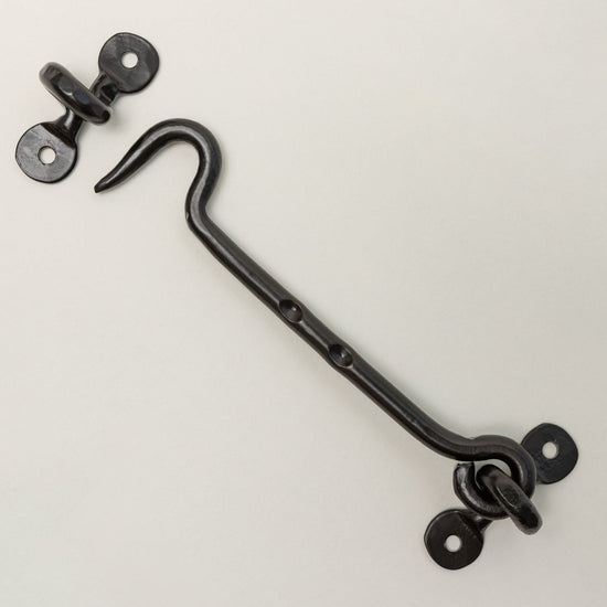 Black Cabin Hook and Eye Door Holder - 8 Sizes - Brass bee