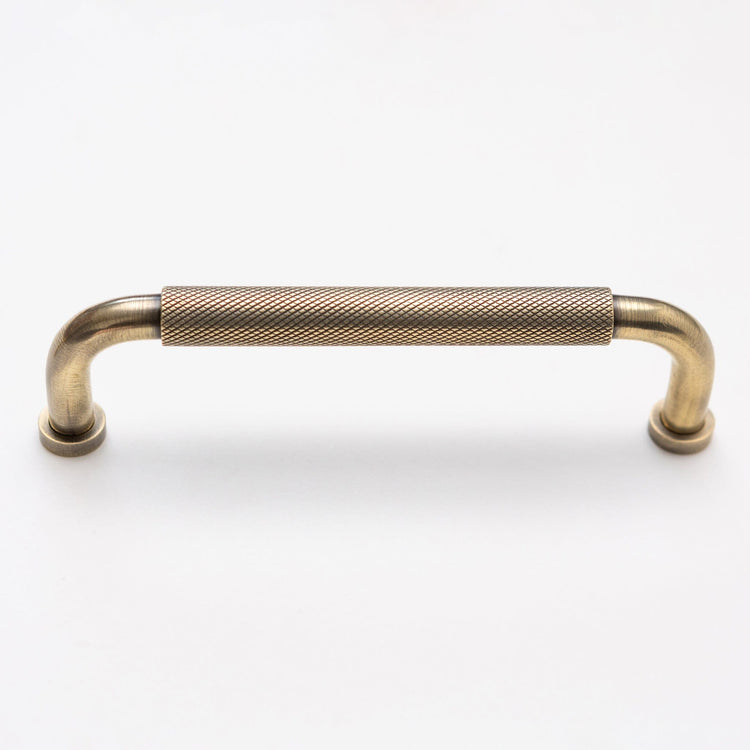 Solid Brass Curved Knurled Kitchen Pull Handles & Knobs