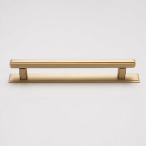Solid Brass Art Deco Kitchen Pull Handles & Knobs with Backplates - Satin Brass Finish - Brass bee