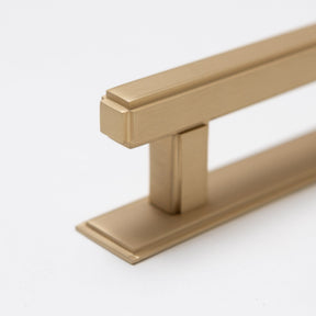 Solid Brass Art Deco Kitchen Pull Handles & Knobs with Backplates - Satin Brass Finish - Brass bee