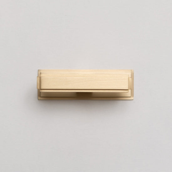 Solid Brass Art Deco Kitchen Pull Handles & Knobs with Backplates - Satin Brass Finish - Brass bee