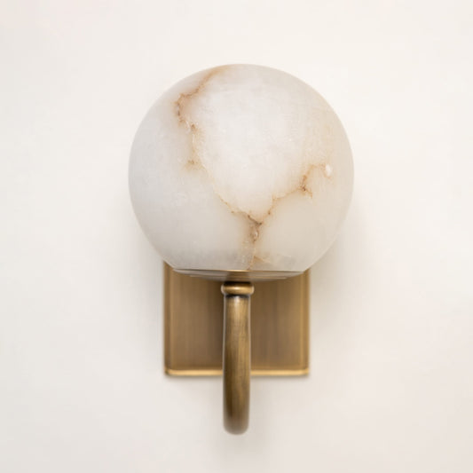 Alabaster Globe Wall Light – Solid Brass Wall Sconce - Brass bee