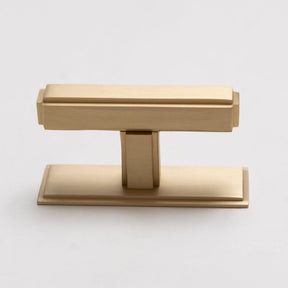 Solid Brass Art Deco Kitchen Pull Handles & Knobs with Backplates - Satin Brass Finish - Brass bee