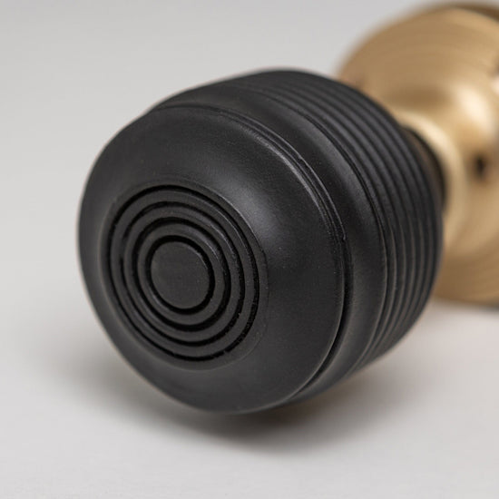 Georgian Door Knobs - Ebonised & Satin Brass (Pair) | Thumbturns & Latches - Brass bee