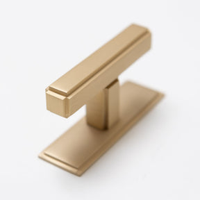 Solid Brass Art Deco Kitchen Pull Handles & Knobs with Backplates - Satin Brass Finish - Brass bee