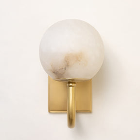 Alabaster Globe Wall Light – Solid Brass Wall Sconce - Brass bee