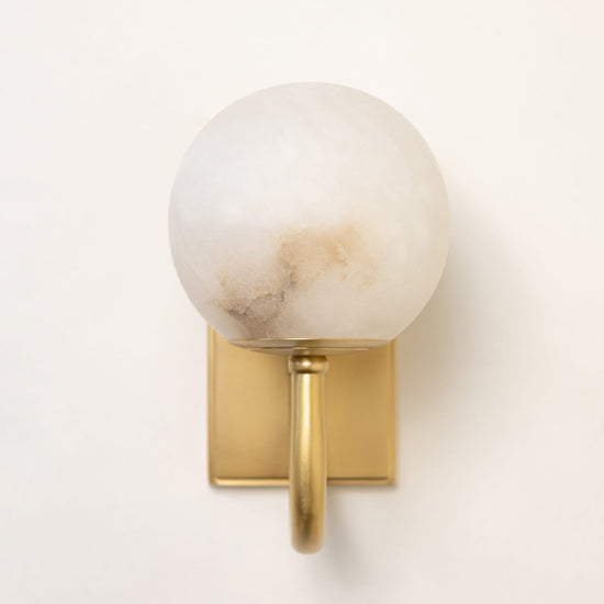 Alabaster Globe Wall Light – Solid Brass Wall Sconce - Brass bee