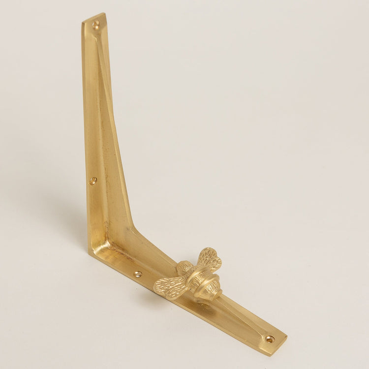 Satin Brass Bee Shelf Brackets - Heavy Duty Solid Brass