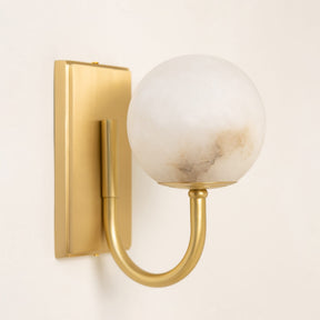 Alabaster Globe Wall Light – Solid Brass Wall Sconce - Brass bee