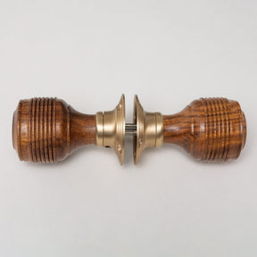 Georgian Door Knobs - Rosewood & Satin Brass (Pair) | Thumbturns & Latches - Brass bee