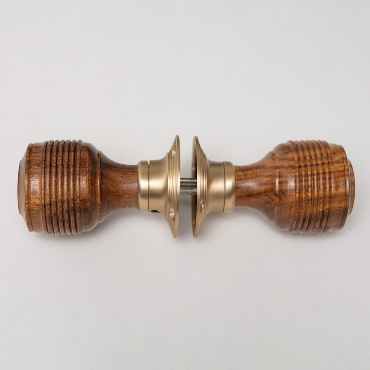Georgian Door Knobs - Rosewood & Satin Brass (Pair) | Thumbturns & Latches