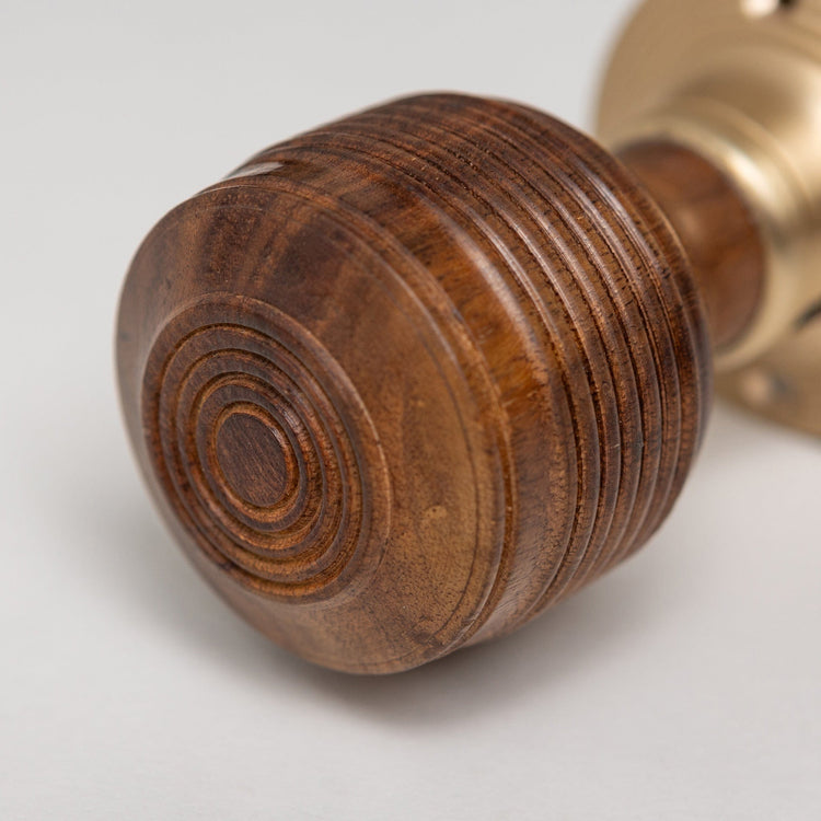 Georgian Door Knobs - Rosewood & Satin Brass (Pair) | Thumbturns & Latches