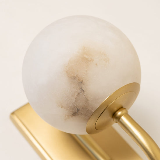 Alabaster Globe Wall Light – Solid Brass Wall Sconce - Brass bee