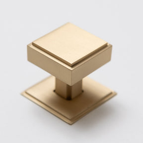 Solid Brass Art Deco Kitchen Pull Handles & Knobs with Backplates - Satin Brass Finish - Brass bee