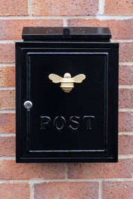 Wall mounted post box with bee design - Brass bee