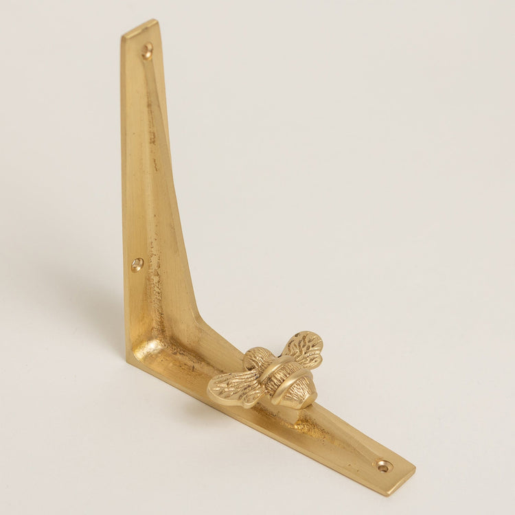 Satin Brass Bee Shelf Brackets - Heavy Duty Solid Brass