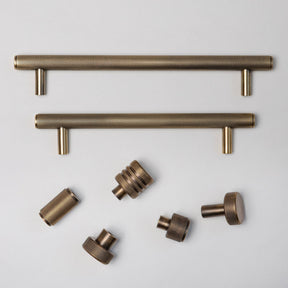 Solid Brass Knurled Kitchen Pull Handles & Knobs - Antique Brass - Brass bee