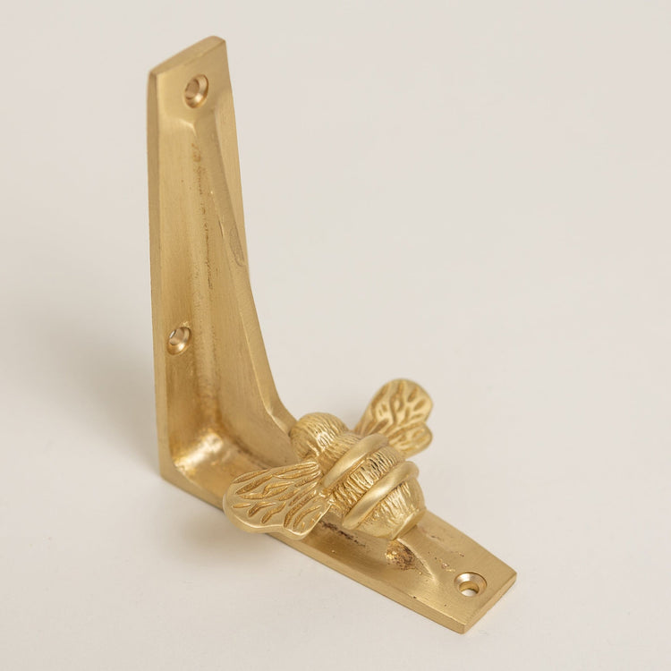 Satin Brass Bee Shelf Brackets - Heavy Duty Solid Brass