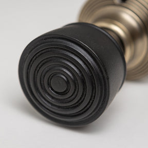 Ringed Door Knobs - Ebonised & Antique Brass (Pair) | Thumbturns & Latches - Brass bee