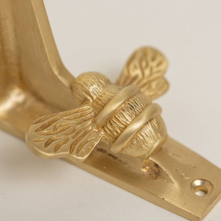 Satin Brass Bee Shelf Brackets - Heavy Duty Solid Brass