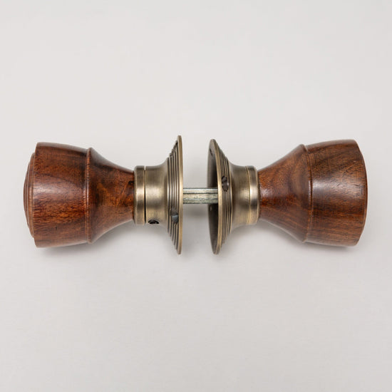 Ringed Door Knobs - Rosewood & Antique Brass (Pair) | Thumbturns & Latches - Brass bee