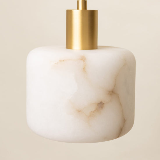 Alabaster Pendant Light – Solid Brass Hanging Light - Brass bee