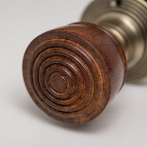 Ringed Door Knobs - Rosewood & Antique Brass (Pair) | Thumbturns & Latches - Brass bee