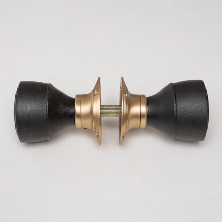 Ringed Door Knobs - Ebonised & Satin Brass (Pair) | Thumbturns & Latches