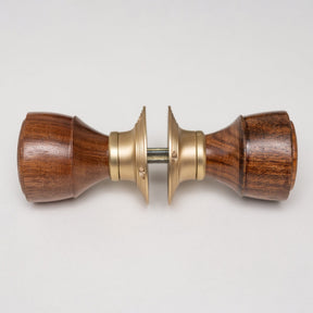 Ringed Door Knobs - Rosewood & Satin Brass (Pair) | Thumbturns & Latches - Brass bee