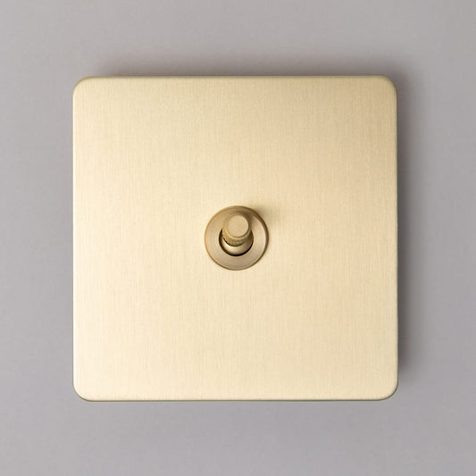 Foundry 1 Gang 2 Way Knurled Toggle Switch – Satin Brass