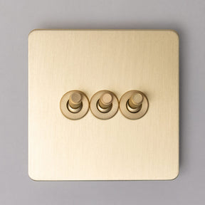 Foundry Series Knurled Toggle Switches and Sockets – Satin Brass - Brass bee