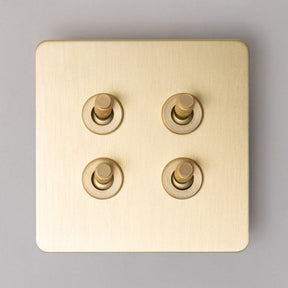 Foundry Series Knurled Toggle Switches and Sockets – Satin Brass - Brass bee