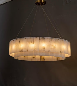 Alabaster Ring Chandelier – Solid Brass Luxury Ceiling Light - Brass bee