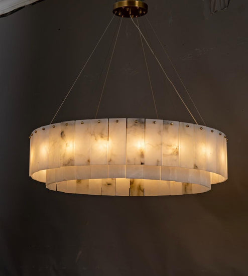 Alabaster Ring Chandelier – Solid Brass Luxury Ceiling Light - Brass bee