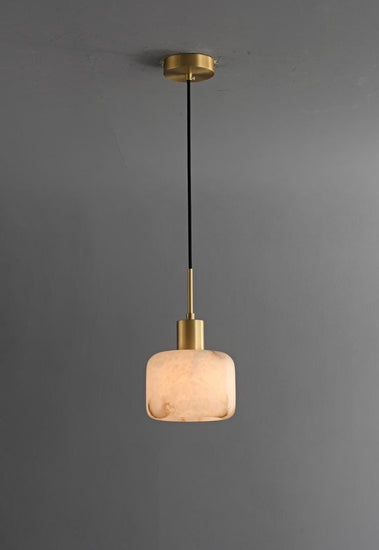 Alabaster Pendant Light – Solid Brass Hanging Light - Brass bee