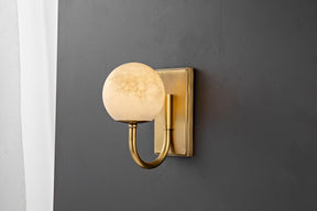 Alabaster Globe Wall Light – Solid Brass Wall Sconce - Brass bee