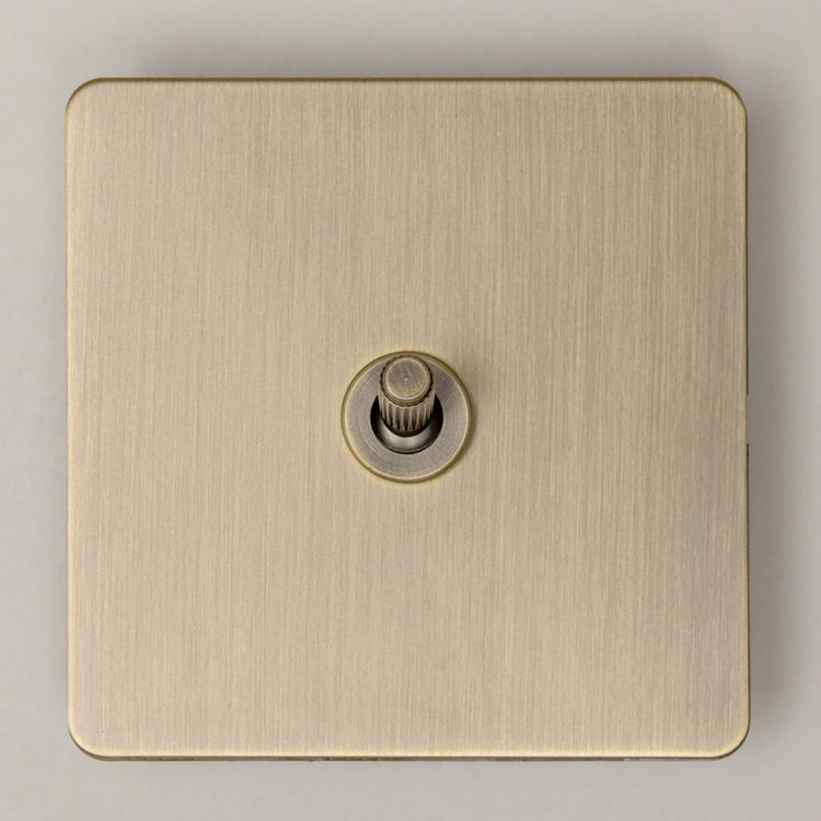 Antique Brass Switches and Sockets - Straight Knurled Design