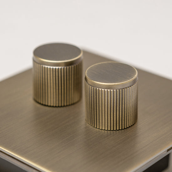 Antique Brass Switches and Sockets - Straight Knurled Design - Brass bee