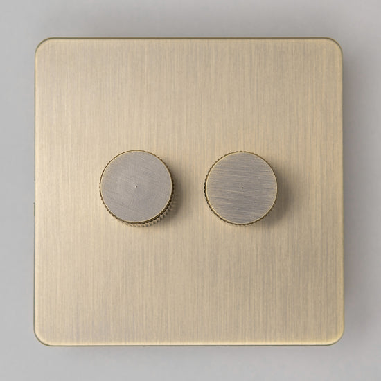 Antique Brass Switches and Sockets - Straight Knurled Design - Brass bee