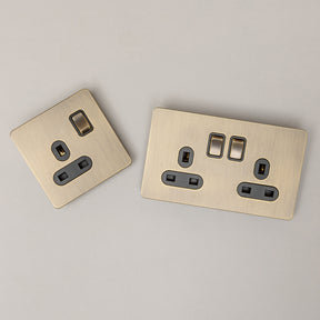 Antique Brass Switches and Sockets - Straight Knurled Design - Brass bee