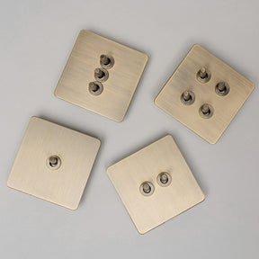 Antique Brass Switches and Sockets - Straight Knurled Design - Brass bee