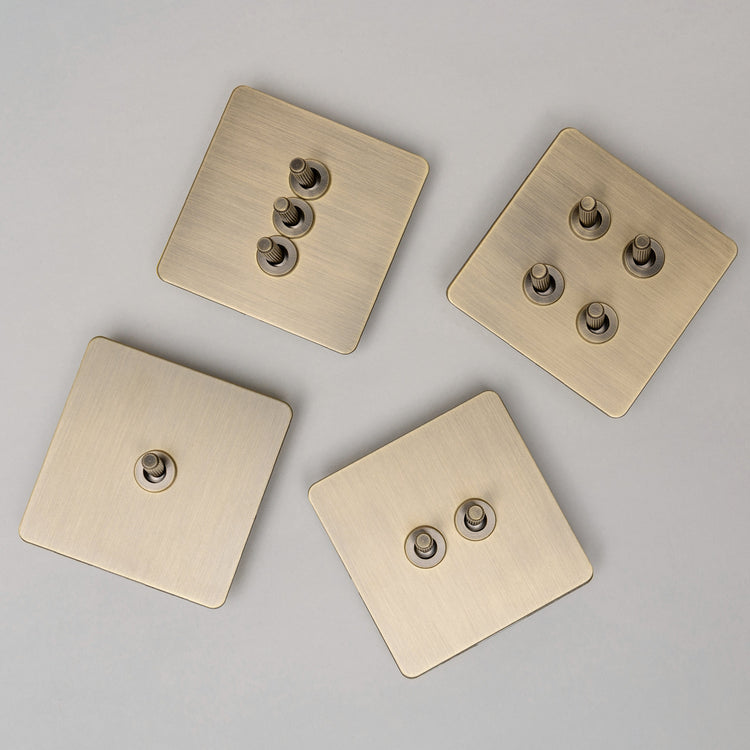 Antique Brass Switches and Sockets - Straight Knurled Design