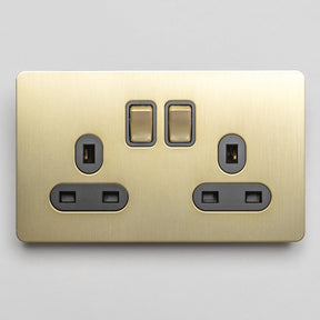 Foundry Series Knurled Toggle Switches and Sockets – Satin Brass - Brass bee