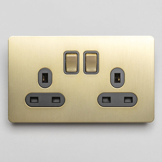 Foundry Series Knurled Toggle Switches and Sockets – Satin Brass - Brass bee