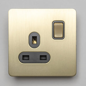 Foundry Series Knurled Toggle Switches and Sockets – Satin Brass - Brass bee