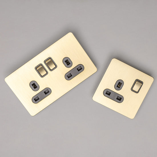 Foundry Series Knurled Toggle Switches and Sockets – Satin Brass - Brass bee