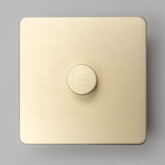Straight Knurled 1 Gang 2 Way Dimmer Switch – Satin Brass