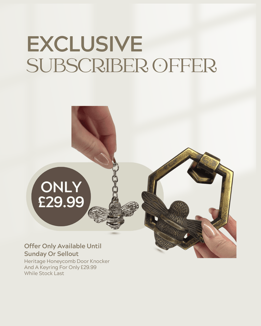 Special Offer - Brass Bumble Bee Honeycomb Door Knocker - Heritage Finish & Keyring