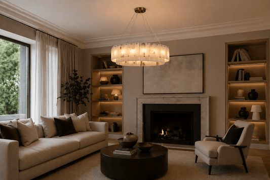 Alabaster Ring Chandelier – Solid Brass Luxury Ceiling Light - Brass bee